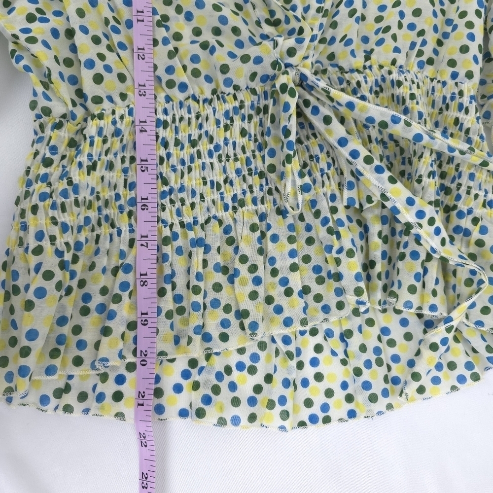 Gracia Silk Cotton Blend Gathered Waist Polkadot Light weight Blouse Small - Picture 4 of 11